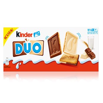 Biscuits Kinder duo Chocolat au lait et blanc x12 - 150g