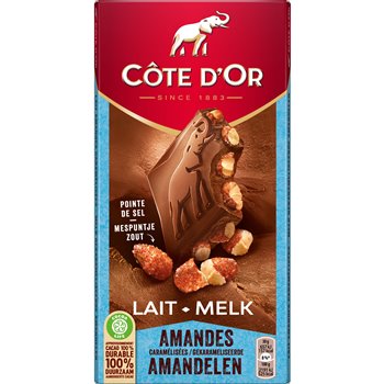 Chocolat au lait Côte d'Or Amande/caramel sel - 180g