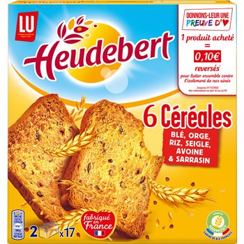 Biscottes Heudebert 6 céréales x34 - 300g