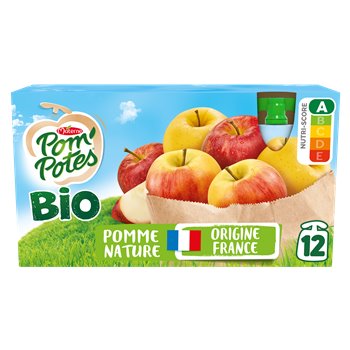 Compotes Pom'Potes Materne Bio - Pomme - 12x90g