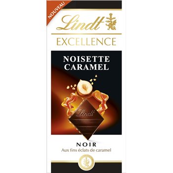 Chocolat Lindt noir extra-fin noisette caramel - 100g