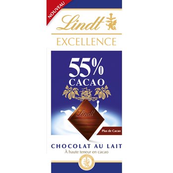 Tablette chocolat Lindt Lait - 55% cacao - 80g