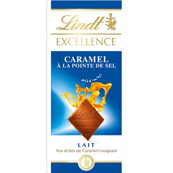 Tablette chocolat au lait Lindt Caramel Pointe de sel - 100g