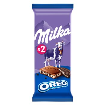 Tablette chocolat au lait Milka Morceaux de Oreo - 2x100g