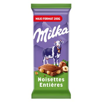 Tablette chocolat au lait Milka Noisettes entières - 200g