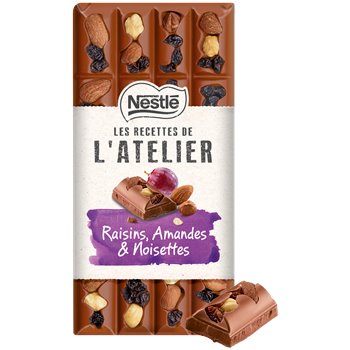 Tablette chocolat lait Nestlé Raisin amande noisette 170G